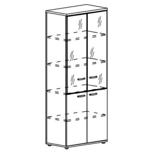 Шкаф для документов со стеклянными дверьми в алюминиевой рамке (задняя стенка ДСП) (78x43.4x193) Albero А4 9390