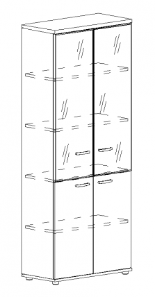 Шкаф для документов со стеклянными дверьми в алюминиевой рамке 780x364x1930 Albero А4 9380 БП