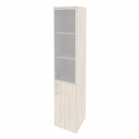 Шкаф высокий узкий правый (1 низкий фасад ЛДСП + 1 средний фасад стекло в раме) Onix 40x42x197.7