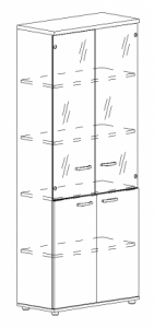 Шкаф для документов со стеклянными прозрачными дверьми  (78x36.4x193) Albero А4 9379 БП