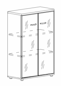 Шкаф средний со стеклом в алюминиевой рамке (78x36.4x119.4) Albero А4 9367 ДГ