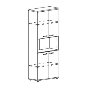 Шкаф для документов 4-дверный с открытой нишей (78x36.4x193) Albero А4 9374
